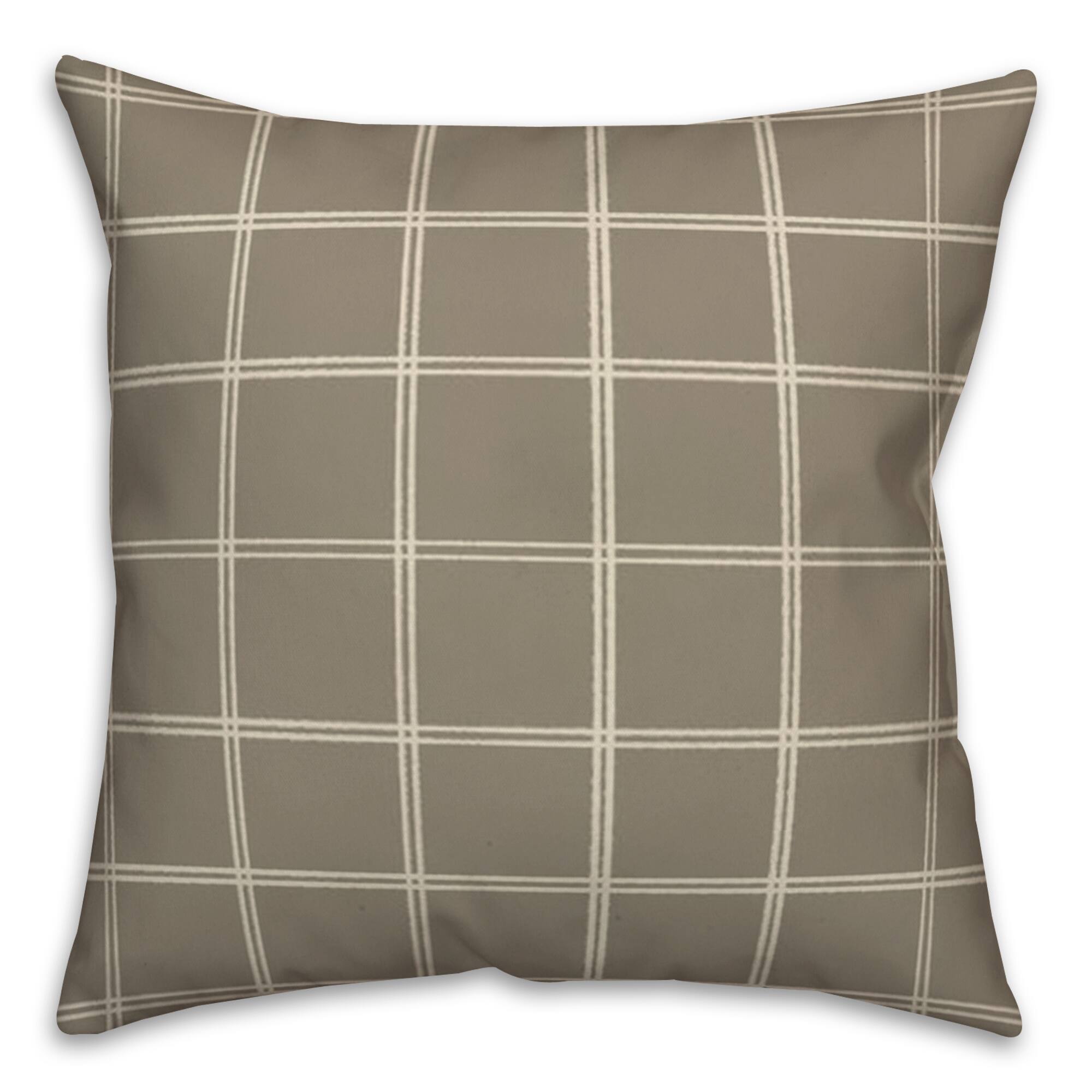 Taupe & White Check Throw Pillow